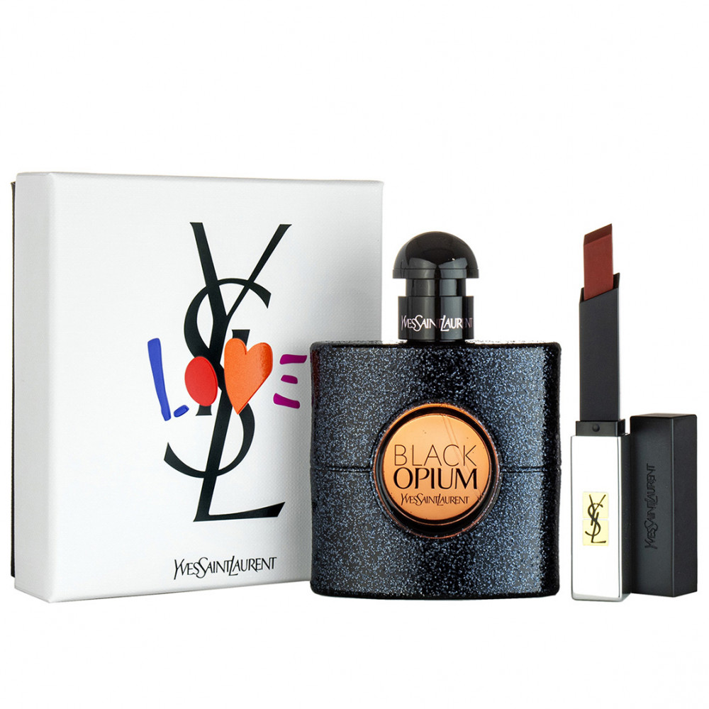 Набор Yves Saint Laurent Black Opium (EDP) для женщин (оригинал) - set (edp 50 ml + slim sheer matte lipstick No 1072 g)