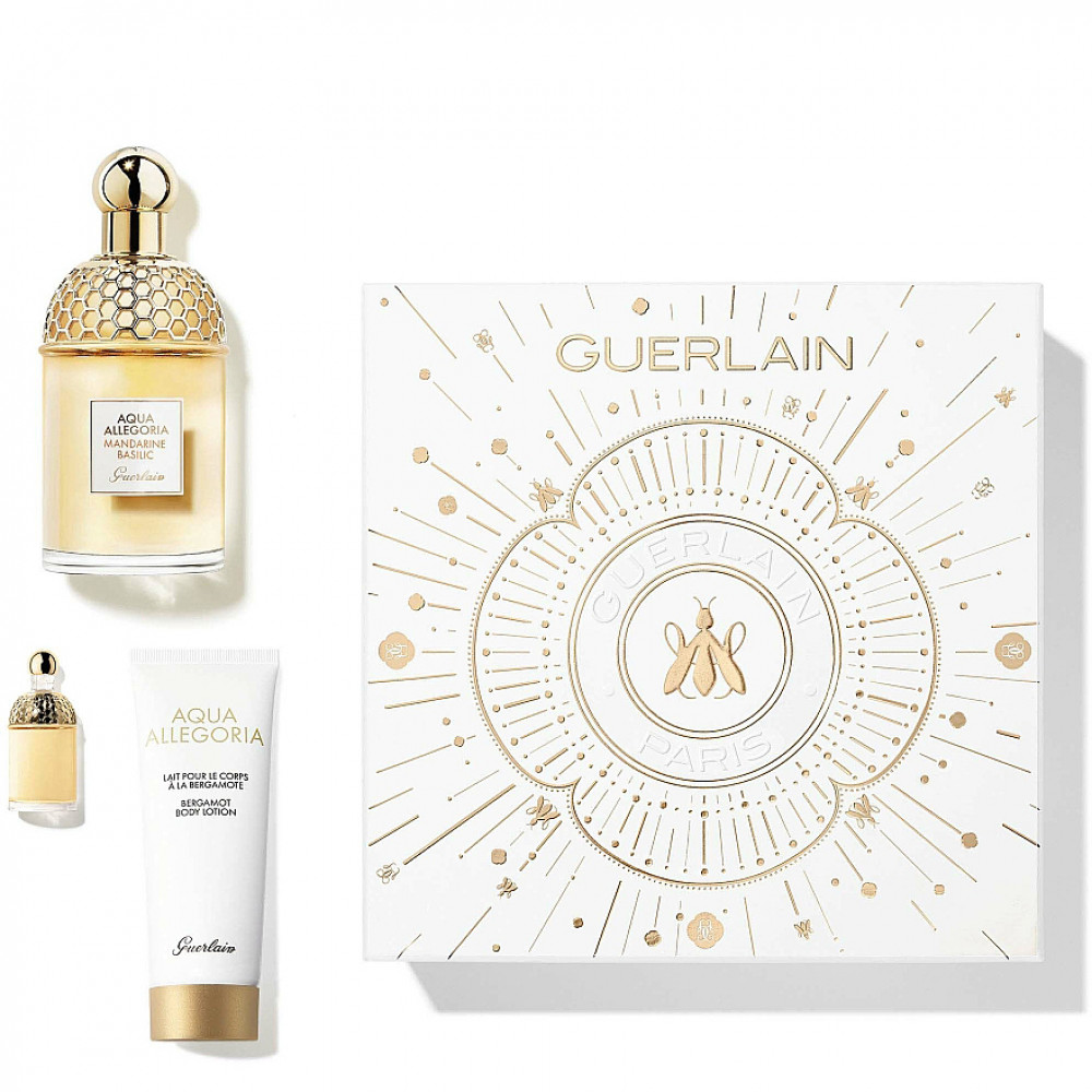 Набор Guerlain Aqua Allegoria Mandarine Basilic для женщин (оригинал) - set (edt 125 ml + body lotion 75 ml + edt 7.5 ml mini)