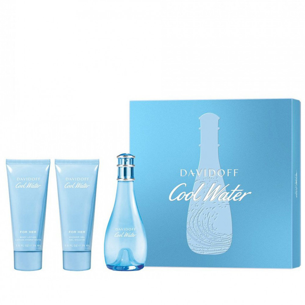 Набор Davidoff Cool Water Woman для женщин (оригинал) - set (edt 100 ml + s/g 75 ml + b/l 75 ml)