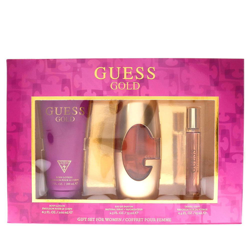 Набор Guess Gold для женщин (оригинал) - set (edp 75 ml + b/l 200 ml + edp 15 ml mini)