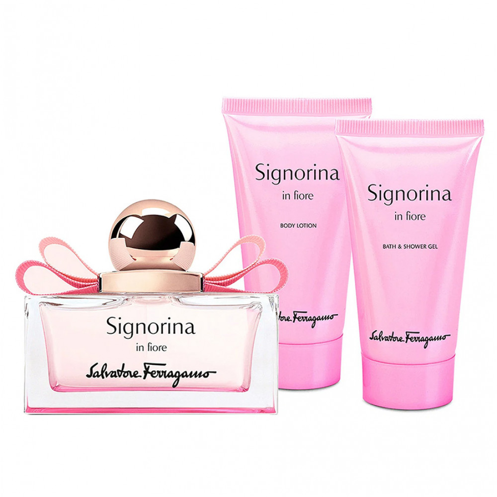 Набор Salvatore Ferragamo Signorina In Fiore для женщин (оригинал) - set (edt 50 ml + b/lot 50 ml + sh/g 50 ml)