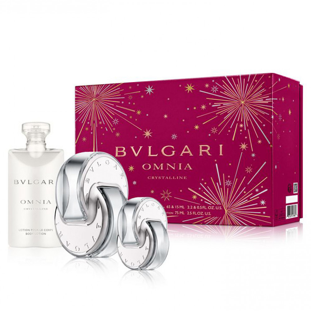 Набор Bvlgari Omnia Crystalline для женщин (оригинал) - set (edt 65 ml + edt 15 ml mini + b/l 75 ml)