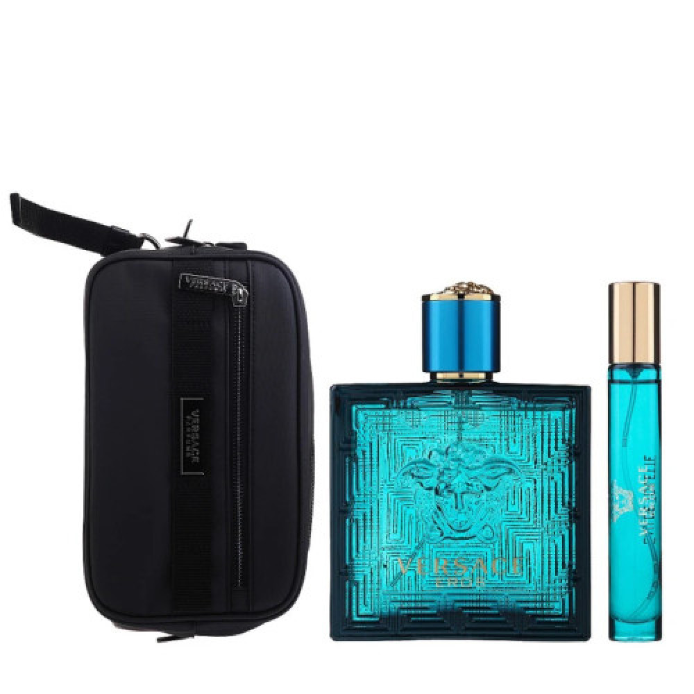 Набір Versace Eros Eau de Toilette для чоловіків - set (edt 100 ml + edt 10 ml mini + pouch)