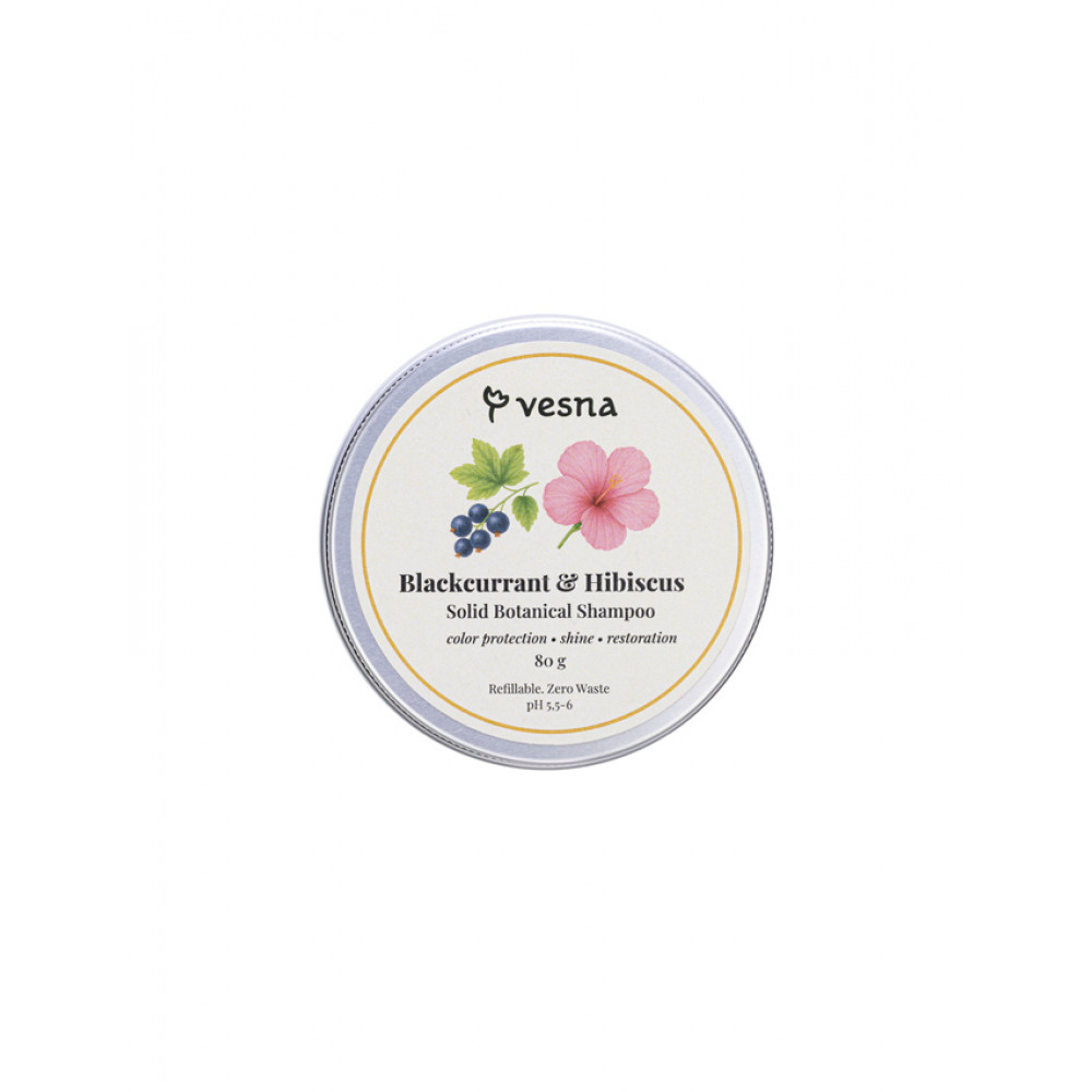Vesna Твердий шампунь Смородина та Гібіскус 80г Vesna Твердий шампунь Смородина та Гібіскус 80г