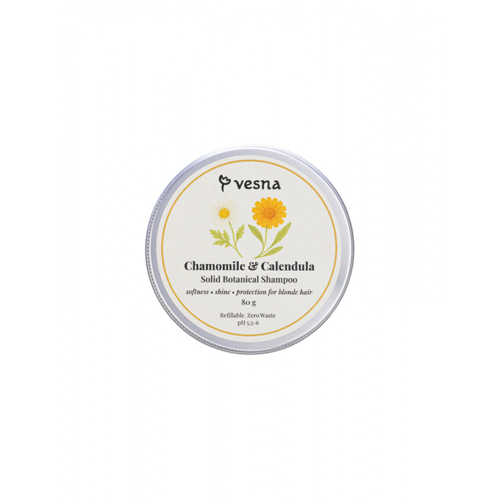 Vesna Твердий шампунь Ромашка та Календула 80г Vesna Твердий шампунь Ромашка та Календула 80г