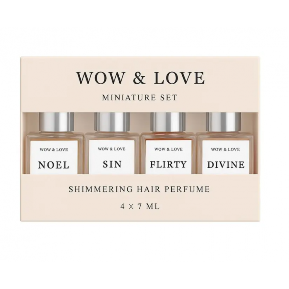 WOW AND LOVE Сет мініатюр парфум-блиску для волосся WOW&LOVE 4 од в 1 по 7 мл